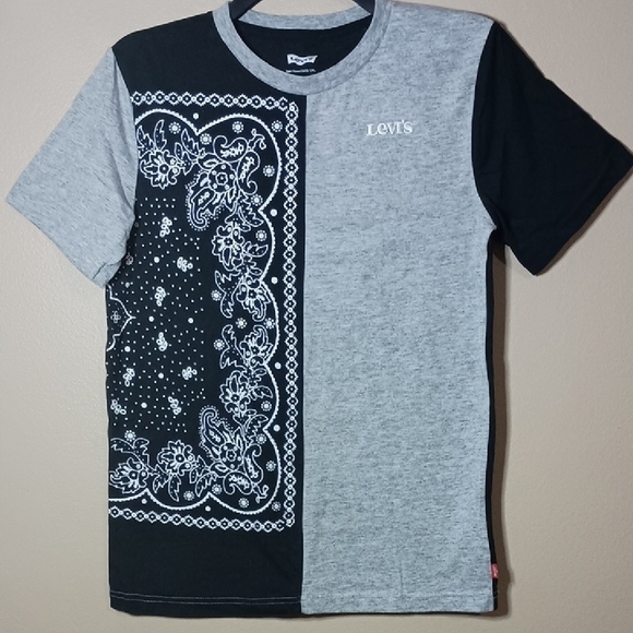 Levi's Youth Two-Tone Black and Gray Bandana Tee - Picture 1 of 6
